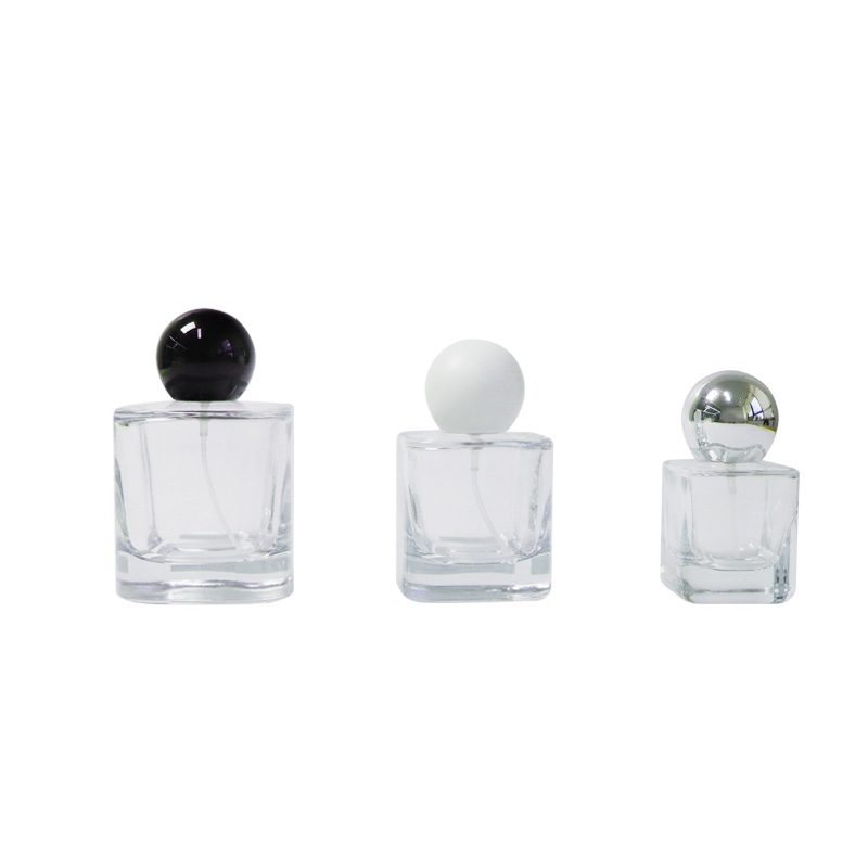 Bottiglie di profumo in vetro con fondo spesso quadrato trasparente da 30 ml 50 ml 100 ml